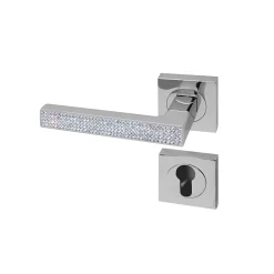 Poignée de porte d'intérieur Premium chrome Strass à cylindre