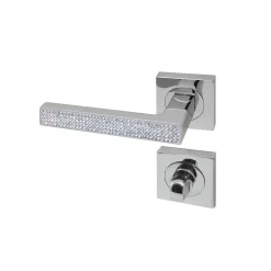 Poignée de porte d'intérieur Premium chrome Strass à cylindre