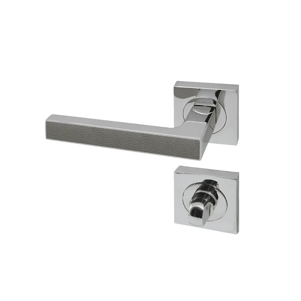 Poignée de porte d'intérieur Premium chrome à condamnation Cuir Lichen