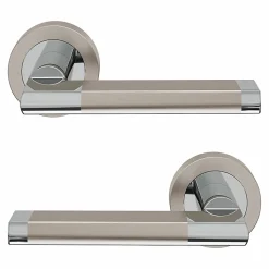 Poignée de porte droit à visser effet chrome satin gris Ø52mm GoodHome, Jaslo