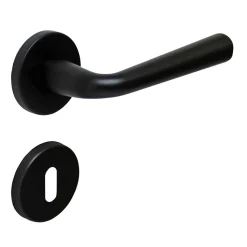 Poignée de porte intérieure sur rosaceZamac epoxy noir mat Avec ressort de rappel Hardwarexchange