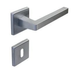Poignée de porte intérieure sur rosaceZamac chrome satiné mat Avec ressort de rappel Hardwarexchange