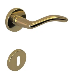 Poignée de porte intérieure sur rosaceLaiton laiton naturel poli satiné haute resistance Avec ressort de rappel Hardwarexchange