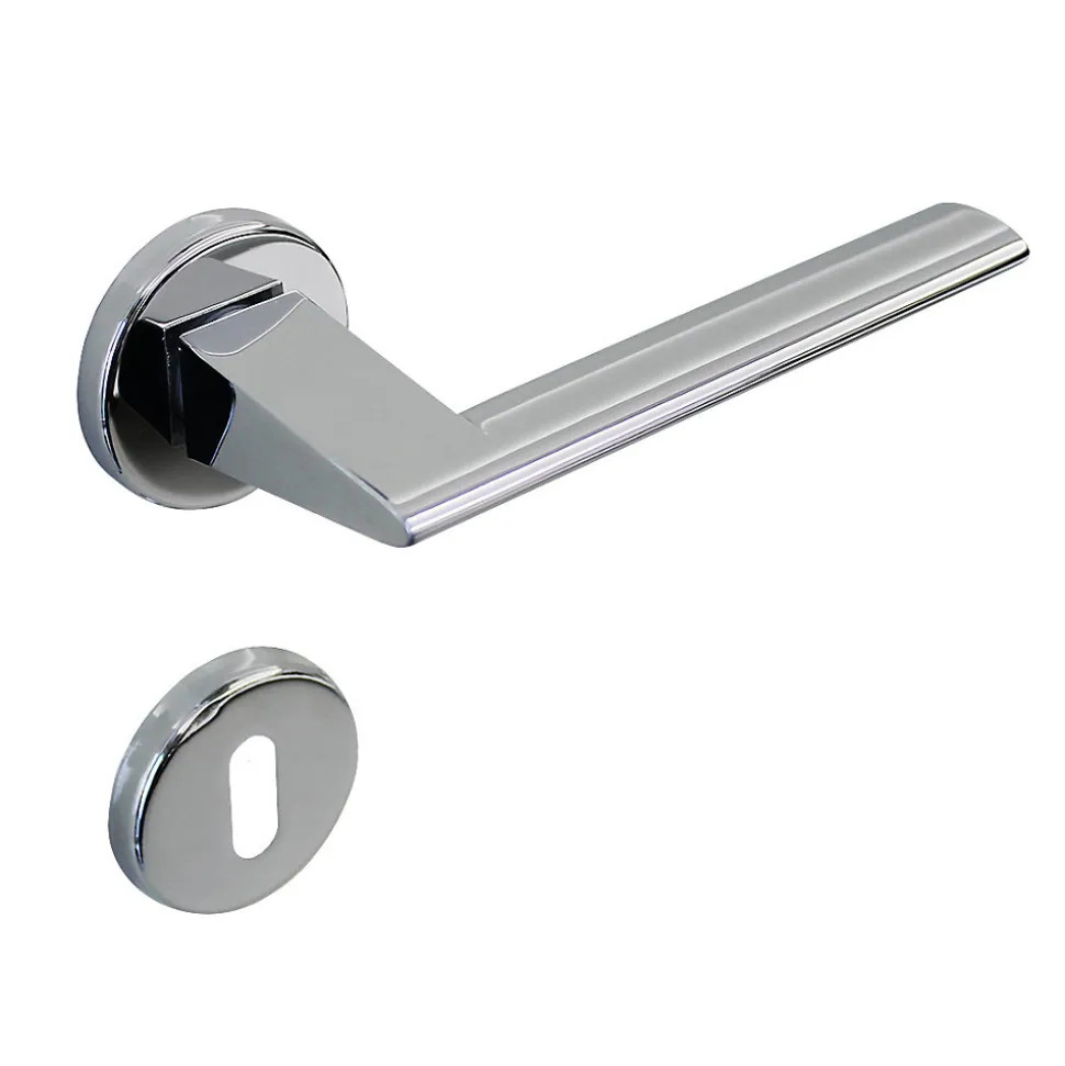 Poignée de porte intérieure sur rosace Zamac chrome brillant Avec ressort de rappel Hardwarexchange