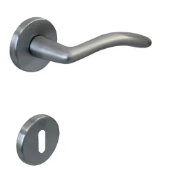 Poignée de porte intérieure (couple) en laiton finition chrome mat satiné
