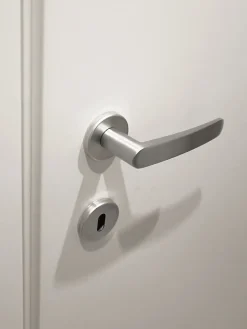 Poignée de porte intérieure sur rosace Zamac chrome satiné Avec ressort de rappel Hardwarexchange