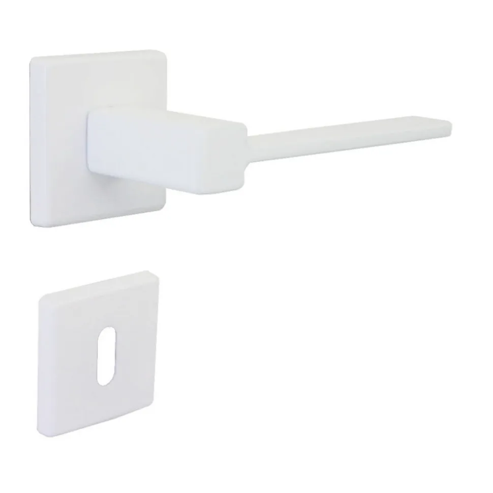 Poignée de porte intérieure sur rosaceZamac blanc brillant Avec ressort de rappel Hardwarexchange