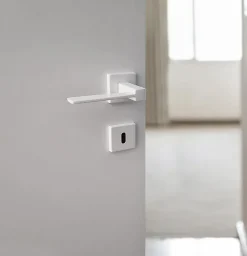 Poignée de porte intérieure sur rosaceZamac blanc brillant Avec ressort de rappel Hardwarexchange