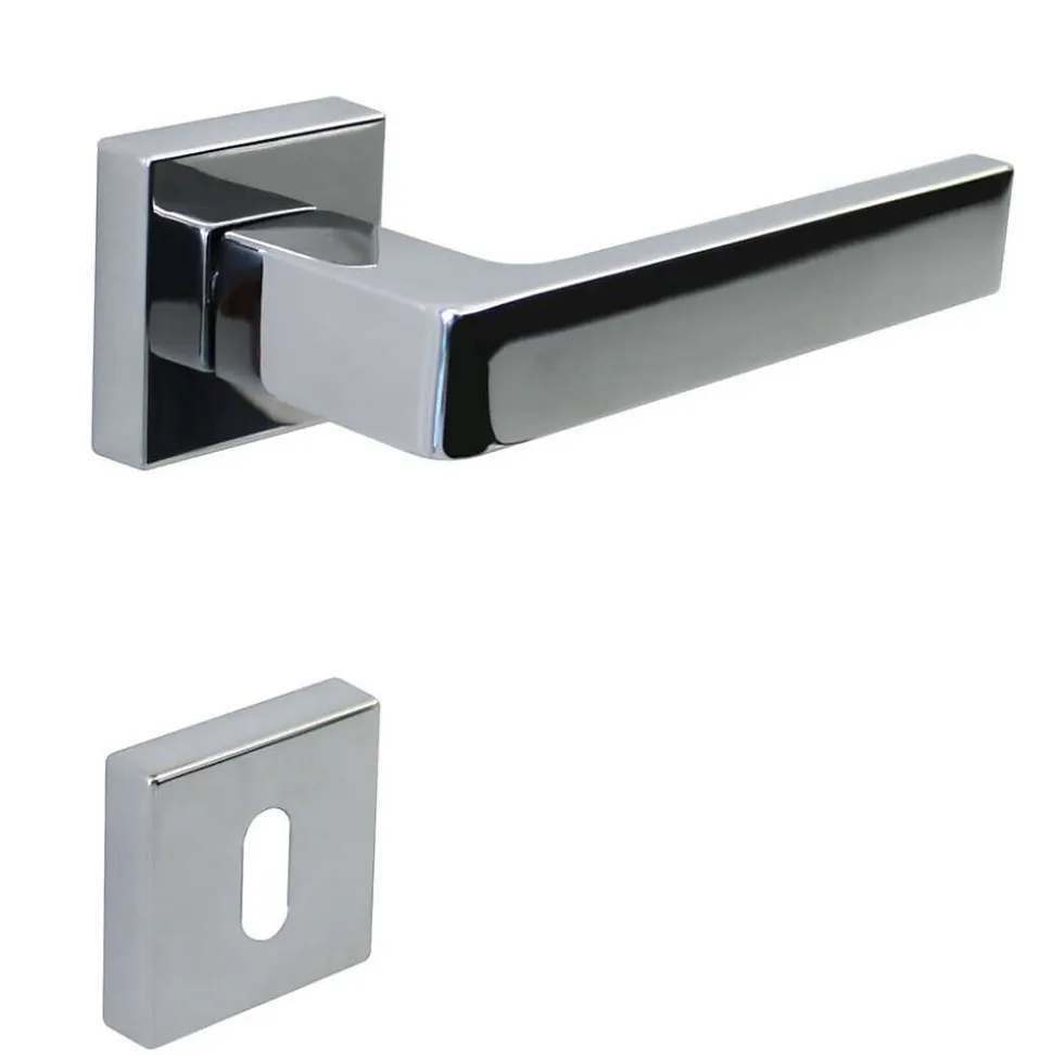 Poignée de porte intérieure sur rosaceZamac chrome brillant Avec ressort de rappel Hardwarexchange