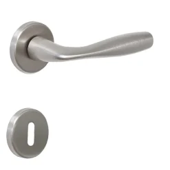 Poignée de porte intérieure sur rosaceZamac haute resistance nickel poli satiné Avec ressort de rappel Hardwarexchange