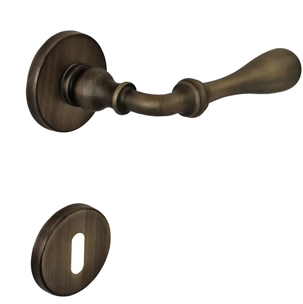 Poignée de porte intérieure sur rosaceZamac bronze brossé mat Avec ressort de rappel Hardwarexchange