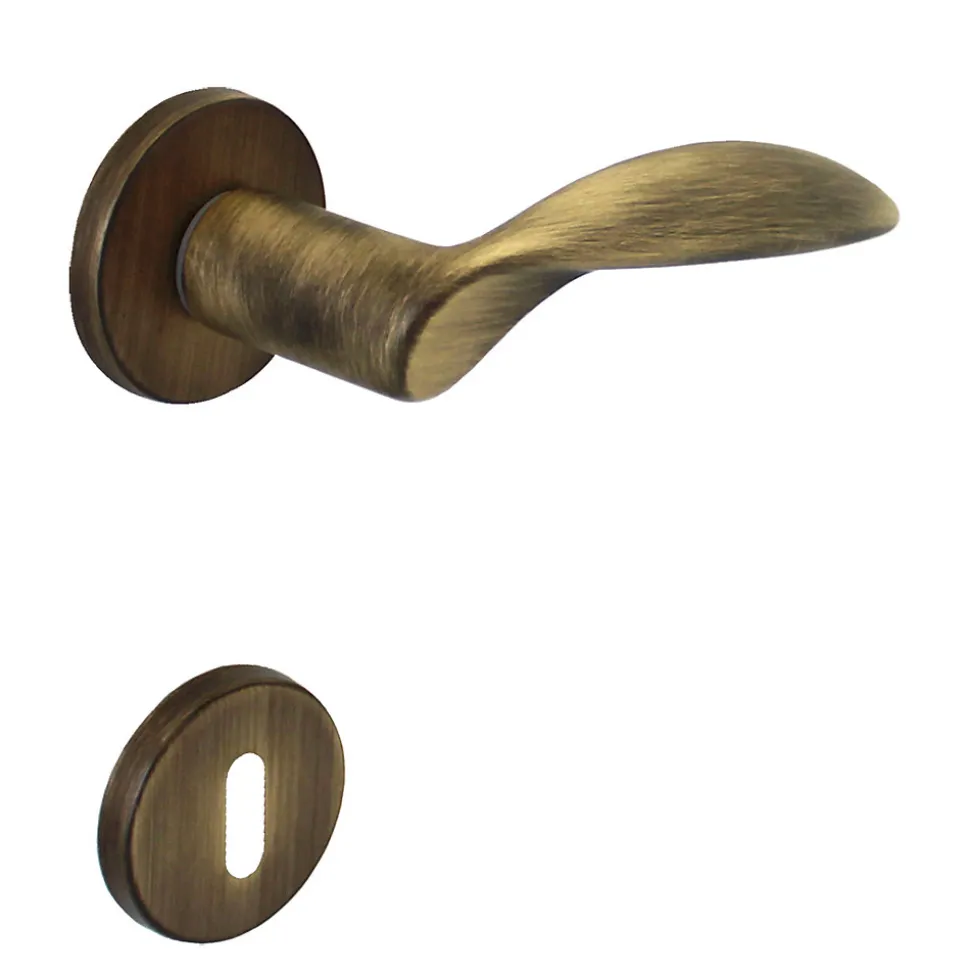 Poignée de porte intérieure sur rosace Zamac bronze brossé mat Avec ressort de rappel Hardwarexchange
