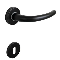 Poignée de porte intérieure sur rosace Zamac epoxy noir mat Avec ressort de rappel Hardwarexchange