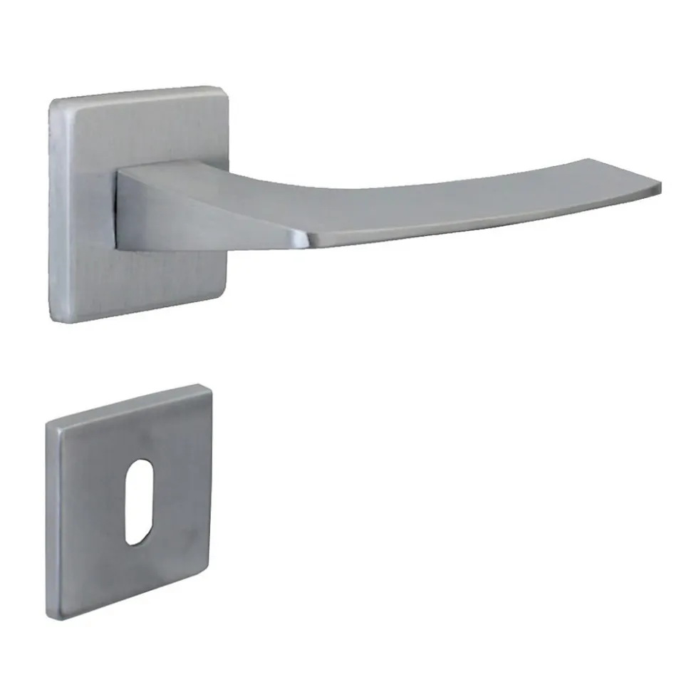 Poignée de porte intérieure sur rosaceZamac chrome satiné mat Avec ressort de rappel Hardwarexchange