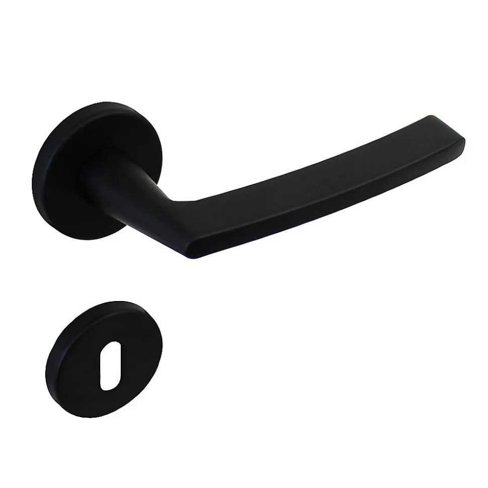 Poignée de porte intérieure sur rosace Zamac noir mat Avec ressort de rappel Hardwarexchange