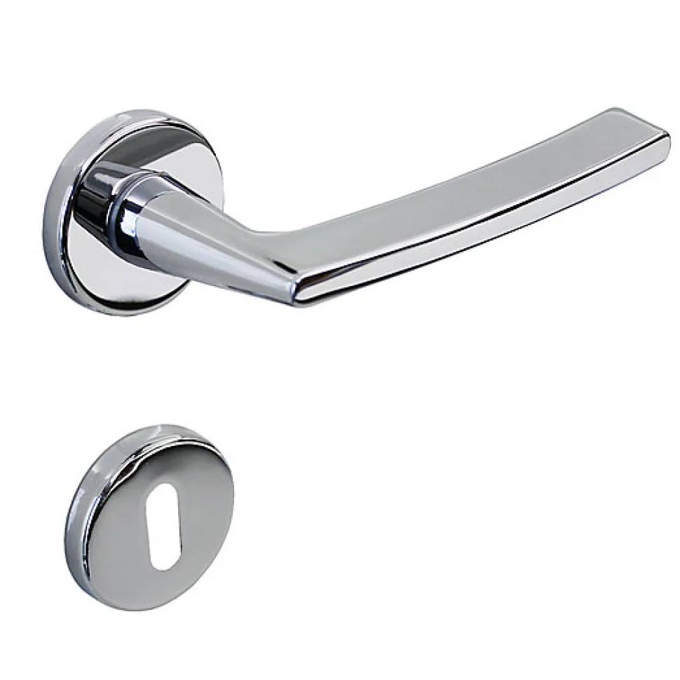 Poignée de porte intérieure sur rosace Zamac chrome brillant Avec ressort de rappel Hardwarexchange