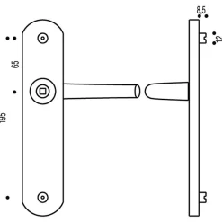 Poignée de porte palière blindée - Secumax - Vachette - Gris argent - Clé I - 195 mm
