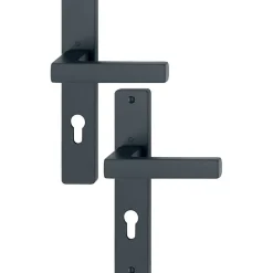 Poignée de porte sur plaque longue - Toulon - Hoppe - Noir mat - Clè I