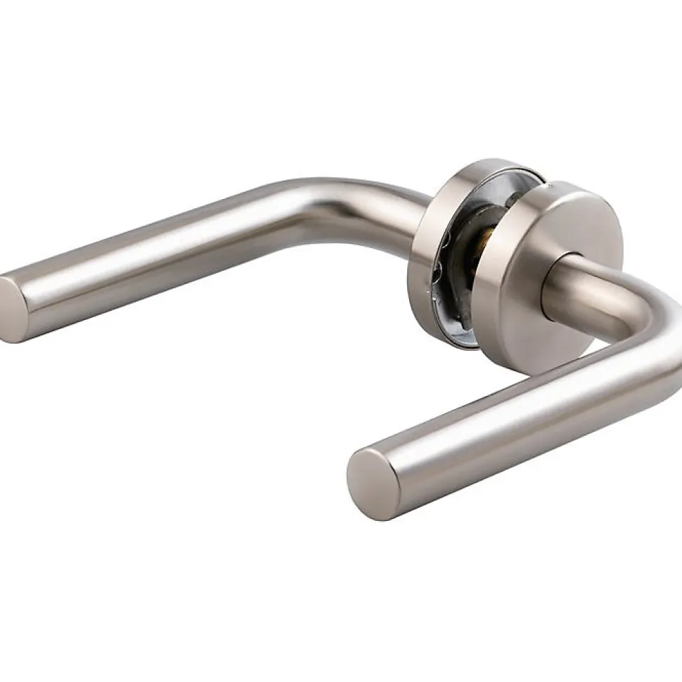 Poignée de porte sur rosace inox - Bec de cane - LC1 - Vachette