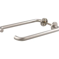 Poignée de porte sur rosace ronde inox - 320 mm - Bec de cane - EST.ZG 41 série Hopital - Normbau