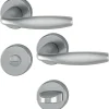 Poignée de porte sur rosace ronde - New York - Hoppe - inox mat - Condamnation