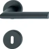 Poignée de porte sur rosace ronde - Stockholm - Hoppe - Noir mat - Clé L