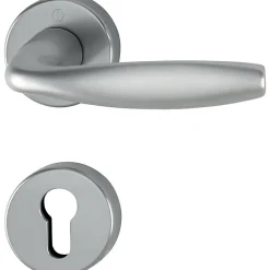 Poignée de porte sur rosace ronde - New York - Hoppe - inox mat - Clé I