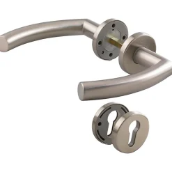 Poignée de porte sur rosace inox mat - Clé I - Trondheim - Hoppe et cie