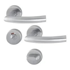 Poignée de porte sur rosace inox mat - Clé I - Trondheim - Hoppe et cie