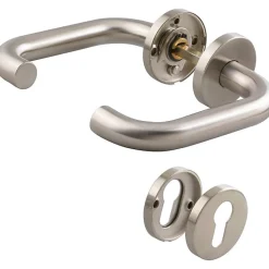 Poignée de porte sur rosace inox mat - Clé I - EsT.ZG 41 - Normbau