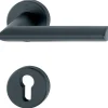 Poignée de porte sur rosace ronde - Stockholm - Hoppe - Noir mat - Clé I