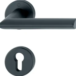 Poignée de porte sur rosace ronde - Stockholm - Hoppe - Noir mat - Clé I