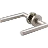 Poignée de porte sur rosace inox satinée - Bec de cane - Linox 493 - Vachette