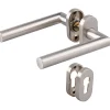Poignée de porte sur rosace inox mat - Clé I - Ovale EST.ZG 21 - Normbau
