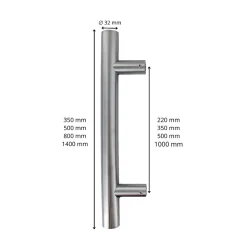 Poignée de tirage - Baton de maréchal - Inox 304 - Droit 90 degrés 350mm