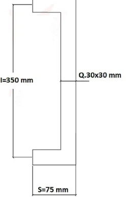 Poignée de tirage Carrée 30x30 mm - Entraxe350 mm - INOX 304 Laqué RAL 9005 Noir Mat