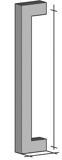 Poignée de tirage Carrée 30x30 mm - Entraxe350 mm - INOX 304 satiné