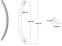 Poignée de tirage Diamètre 32 mm - Entraxe500 mm - INOX 304 poli