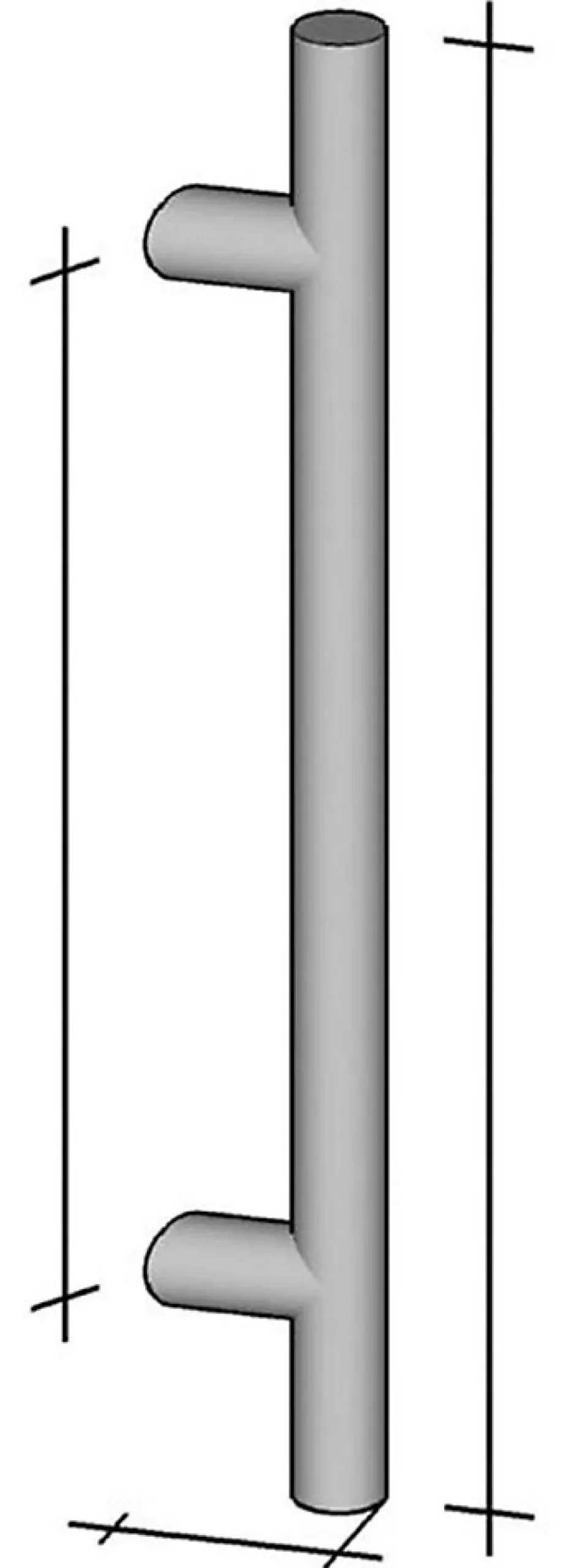 Poignée de tirage Diamètre 30 mm - Entraxe350 - S80 - A70 - L500 mm - inclinée 45 - INOX 304 poli
