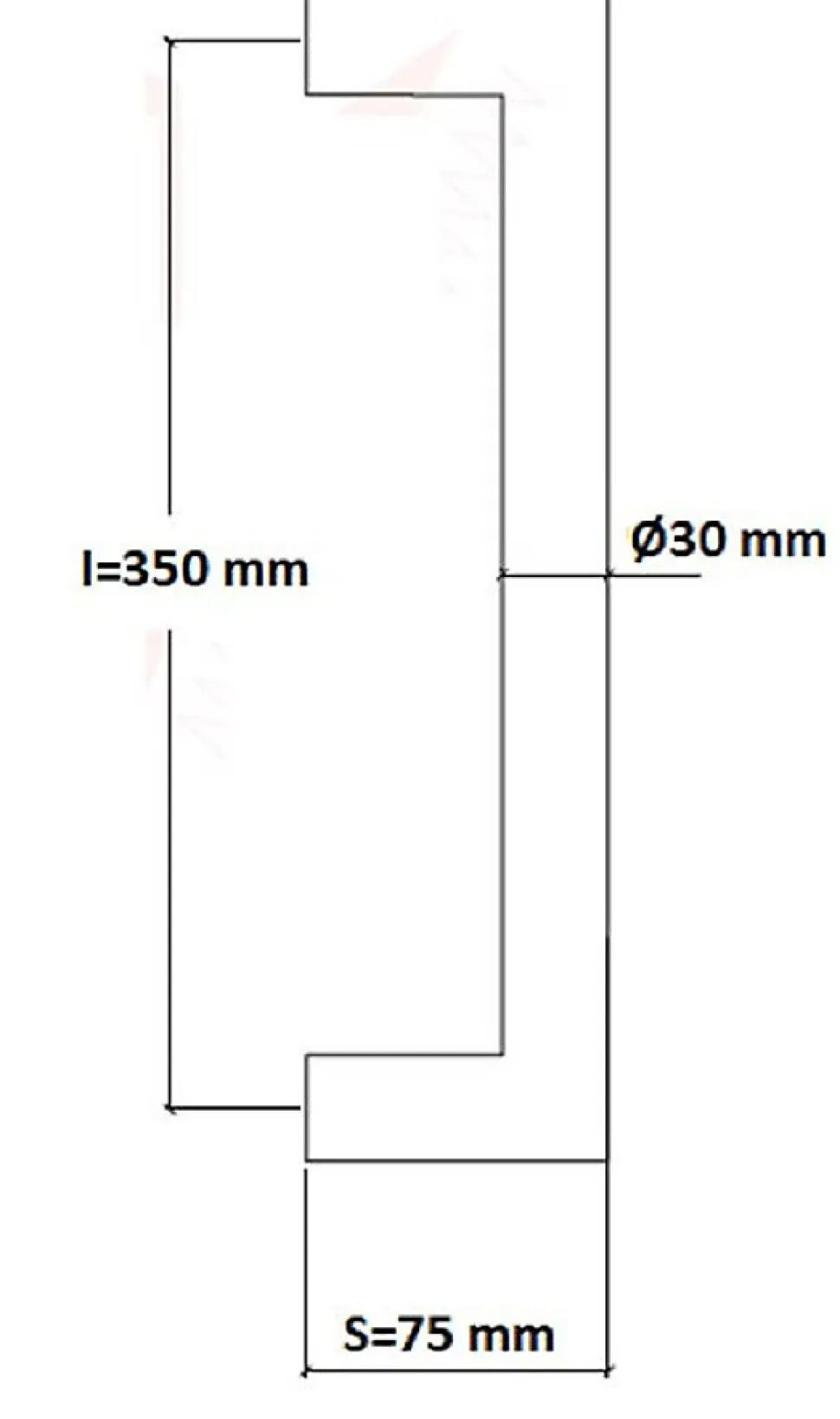 Poignée de tirage Diamètre 30 mm - Entraxe350 mm - INOX 304 Laqué RAL 9005 Noir Mat