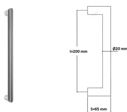 Poignée de tirage Diamètre 20 mm - Entraxe200 mm - INOX 304 poli