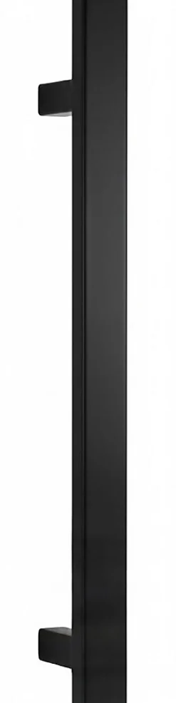 Poignée de tirage, inclinée 60, Rectangle 40x10 mm Entraxe 350 S 55 A 62 L 500 mm INOX 304 Laqué RAL 9005 Noir Mat