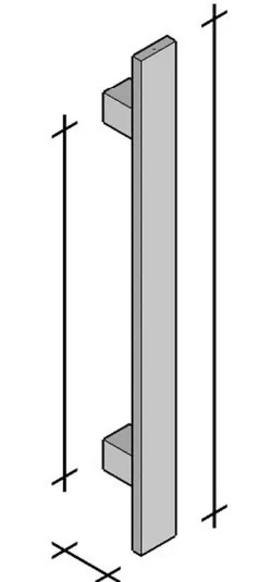 Poignée de tirage Rectangle 40x10 mm - Entraxe350 - S55 - L500 mm - INOX 304 poli