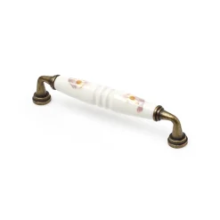 Poignée en porcelaine marron, dimensions: 142x19x32mm, inserts: 128mm-