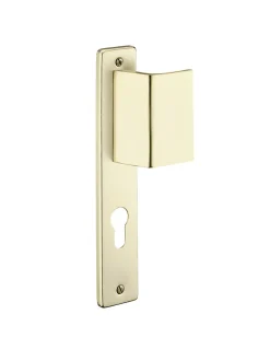 Poignée pour porte d'entrée palière renforcée Picardie trou de cylindre, carré 7mm, entr'axes 195mm, couleur champagne - THIRARD