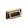 Poignée suspendue en zamak avec finition en cuir, dimensions: 81x32x4mm-