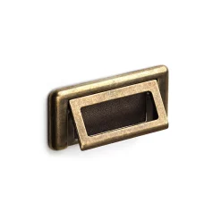 Poignée suspendue en zamak avec finition en cuir, dimensions: 81x32x4mm-