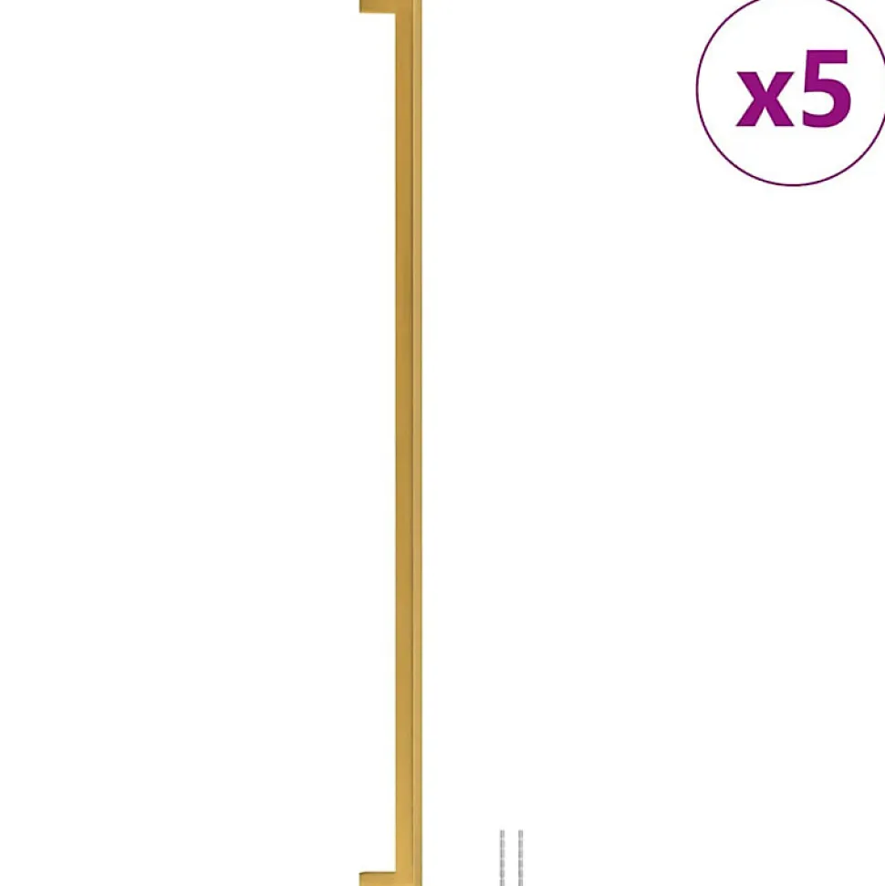 Poignées d armoire 5 pcs doré 480 mm acier inoxydable