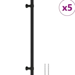 Poignées d armoire 5 pcs noir 224 mm acier inoxydable