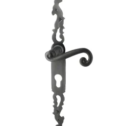 Poignées de porte fer forgé COQ vieil argent 330X36 mm Trou de cylindre i
